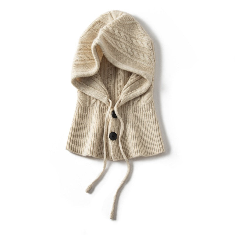 100% Beige Cashmere Knitted Hat