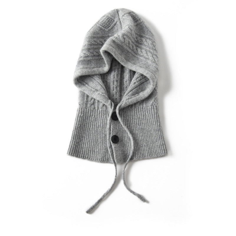 100% Gray Cashmere Knitted Hat