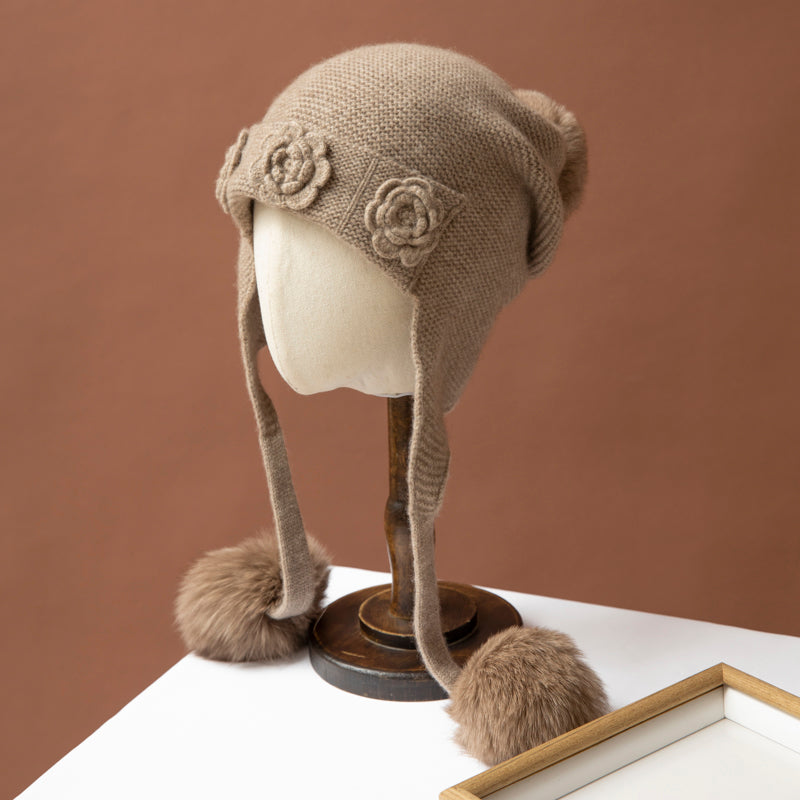 100% cashmere Light Brown Cashmere Hat