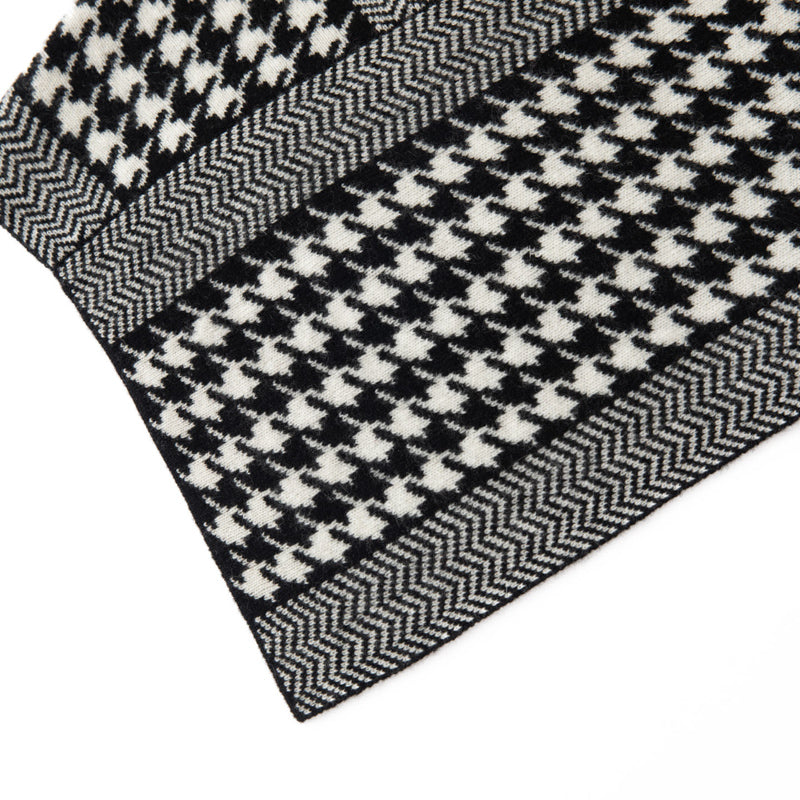 Black & White Houndstooth 100% Cashmere Scarf