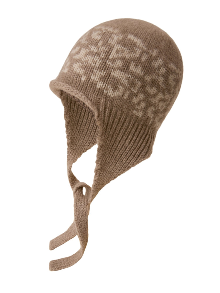 100% Cashmere Beige Knit Hat